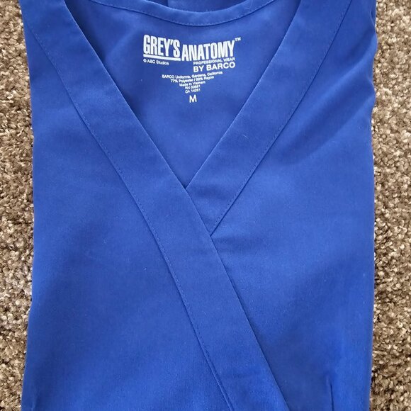 Grey's Anatomy Women's Drawstring Scrub Pant-S, Mock-Wrap Scrub Top-M, Blue - Picture 5 of 7